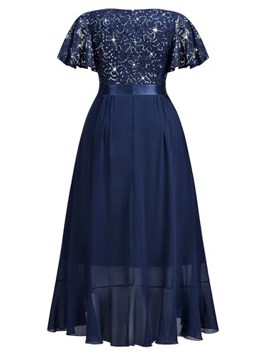 Image of MISSMAY Women's Plus Size V Neck Sequin Lace Butterfly Sleeves Formal Evening Party Long Dress