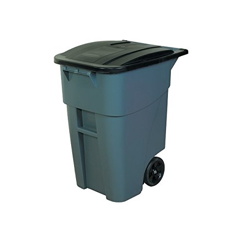RUBBERMAID Brute Rollout Waste Container, Square, Polyethylene, 95gal, Gray (Case of 2)