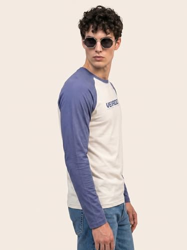 Image of Veirdo Pure Cotton Regular Fit Round Neck Front Chest Typographic Logo Printed Raglan Full Sleeve T-Shirt for Men (Colors: Green, Brown & Maroon)