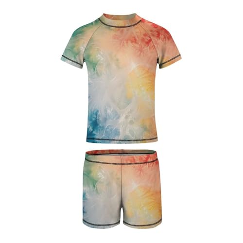 Tie Dye RainbowChildren's Casual Swimsuit Set - Simple and Versatile9-11Y（140cm）2