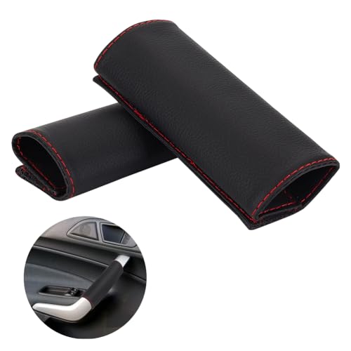 AHANDMAKER Car Grab Handle Cover Car Door Handle Cover Protective Decorate Cover Accessories Door Pull Handle Passenger Interior Accessories for Most Cars, 2 Pcs, Black