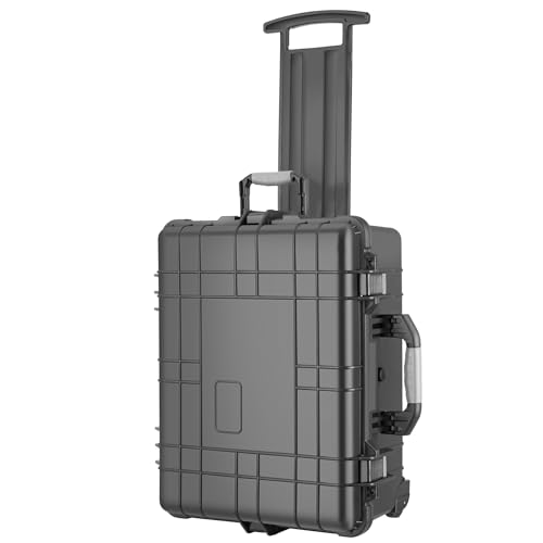 TecTake® Valise à roulettes avec Protection en Mousse pour Appareil Photo, caméra &amp; Accessoires ou Outils, Boite étanche, avec œillets pour Cadenas, Résistante aux Chocs, poussière &amp; Eau