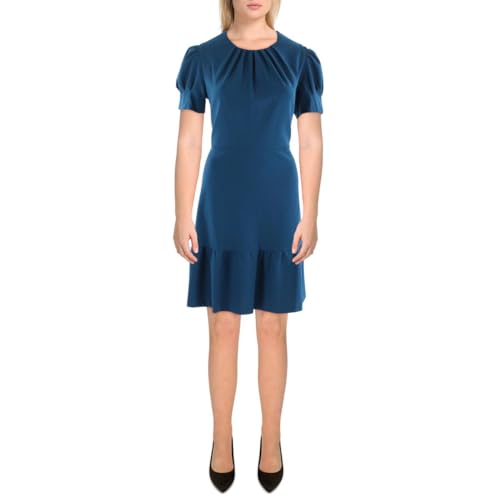Image of DKNY Women's Puff Sleeve Ruffled Fit Dress