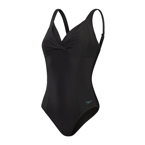 Speedo Damen Shaping Cross Knot 1 Piece Swimsuit | Shapewear | Beach and Holiday Swimwear Bademode, Schwarz, 42
