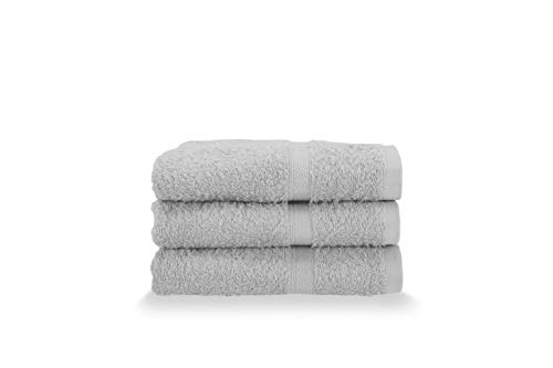 Gabel Juego de 3 Toallas de Invitados, Esponja de algodón Puro hidrofílico, 40 x 60 cm, Color Gris,