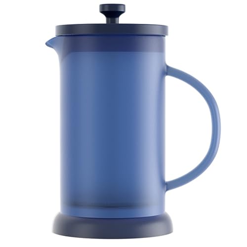 Pasdrucn Cafetera de cristal de 1 l, tamaño pequeño, prensa francesa, cafetera con filtro, tetera y cafetera pequeña, para casa, viajes, camping (azul)