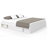 IDMarket   Cadre de lit Double Salem avec rangements et sommier 180 x 200 cm Blanc