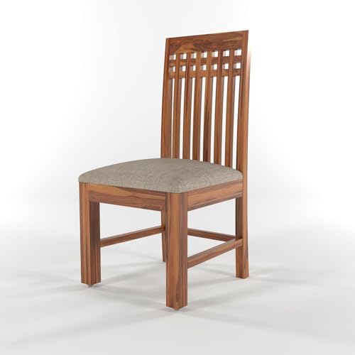Image of Solid Sheesham Wood Dining Chairs Only | Wooden Set of 2 Dinning Chair for Kitchen & Dining Room | Chairs with Cushion | Rosewood, Honey Finish
