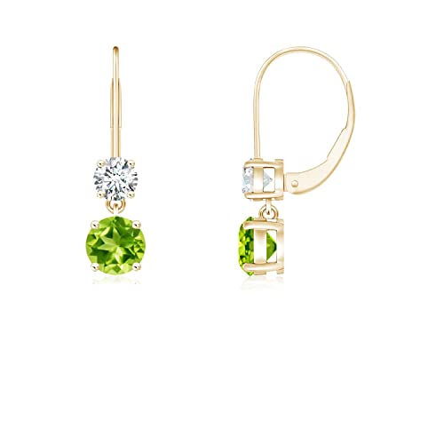 Angara Natural Peridot Drop Earrings For Women, Girls In 14K Yellow Gold (Grade-Aaa | Gemstone Size-4Mm) | August Birthstone Jewelry Gift For Her | Birthday | Wedding | Anniversary #TOP27