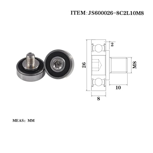 Roue de guidage filetée JS600026-8C2L10M8 avec roulement externe
