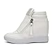 LIURUIJIA Women's Hidden Wedge Sneakers Fashion Dressy High-Top Platform Tennis Shoes Ankle Boots white 240(40/US9)