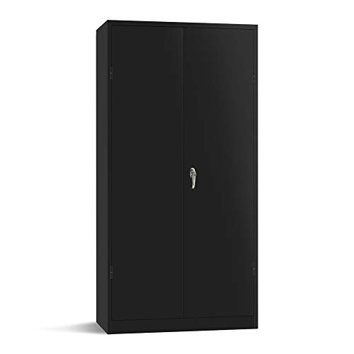 INVIE Black Metal Storage Cabinets with Doors, Lockable 72 inch Tall Steel Storage Cabinet with 2 Doors and 4 Adjustable Shelves, Metal Cabinet Great for Garage, Home, Office, Warehouse, Pantry INVIE Black Metal Storage Cabinets with Doors, Lockable 72 inch Tall Steel Storage Cabinet with 2 Doors and 4 Adjustable Shelves, Metal Cabinet Great for Garage, Home, Office, Warehouse, Pantry