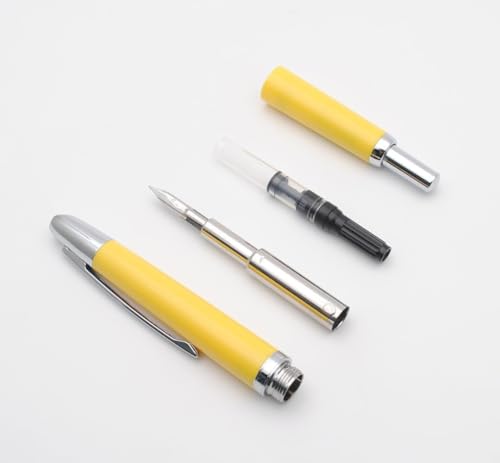 Image of Jinhao 20 Press Fountain Pen Retractable Fine Nib with Converter Capless fountain pen Resin pen Writing Gift Pen (silver clip yellow)