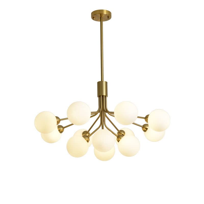 Lustres LED nordiques salon et chambre suspendu verre magic bean doré