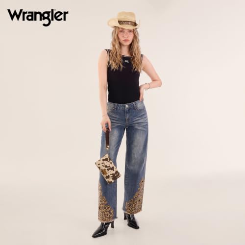 Image of Montana West Wrangler Cow Print Crossbody Wallet Purse for Women Western Clutch Small Purse Credit Card Holder WG176-4001-2COW-CF