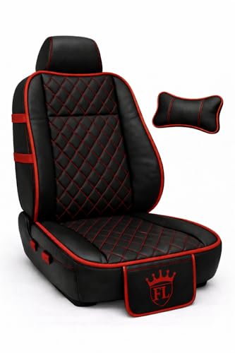 Image of Ultra Comfort Luxury PU Leather Pack of 2 Black Seat Cover Cushion for All Cars,SUV,Office Chair,Home Chair with Neck Rest Pillow-Easy Fit,Pocket Flap(Universal Fit,2 Pack)
