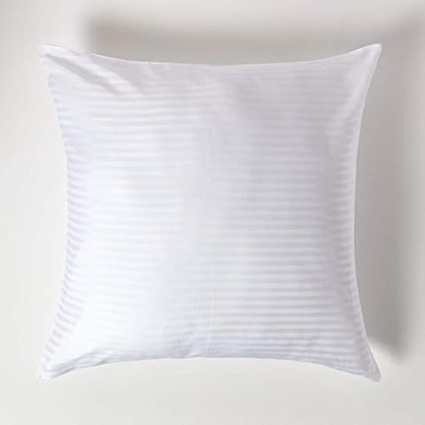Funda de Almohada Confort con Rayas de satén 80 x 80 cm de Color Blanco Cover