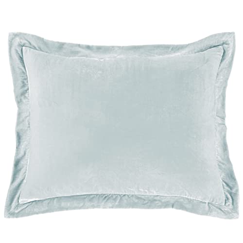 HiEnd Accents Stella Faux Silk Velvet ICY Blue Flanged Dutch Euro Pillow