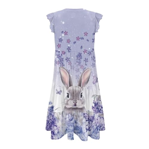Image of Women's Casual Ruffle Sleeve Dress V Neck Pullover Dress Flowy A-Line Pleated Lightweight Dress with Pockets