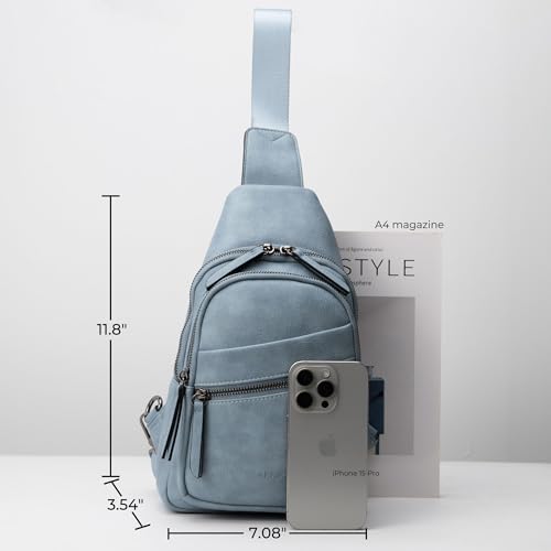 Image of Alldaily Large Sling Bag for Women Crossbody Purse Leather Fashionable Trendy Chest Bag for Travel, Fanny Pack (Blue)