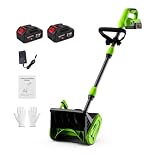 14' Cordless Snow Shovel w/ 2 Batteries, 830W Electric Snow Blower