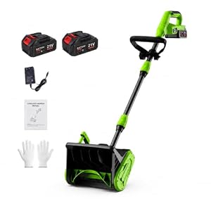 14″ Cordless Snow Shovel w/ 2 Batteries, 830W Electric Snow Blower
