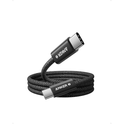 Anker Zolo Câble USB C vers USB C, 240W Câble usb c Charge Rapide, Tressé et Résistant à la Poussière, Connecteur Fin, pour iPhone 17/17 Pro/17 Pro Max/16, MacBook, iPad, Galaxy S24 (1m, Noi