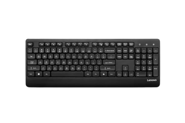 Lenovo USB-A Wireless Keyboard, Reliable Wireless connectivity, Upto 1 Month Battery Life, Spill-Resistant, Durable Keys with up to 10 Million clicks, ROHS Compliant, 0.436Kg, 4Y41U02455, 1Y Warranty
