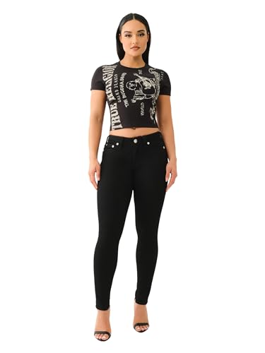 True Religion Women's Heritage Logo Short Sleeve Baby Tee - Casual Crew Neck T-Shirt3