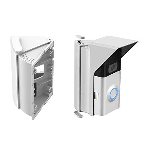 OLAlKE Waterproof Adjustable Angle Mount 30 to 60 Degree for 4/3/3 Plus/2nd Gen (2020 Release)/2/1st, Doorbell Bracket Wedge Comer Kit, with Anti-Glare/Rain Shield, White