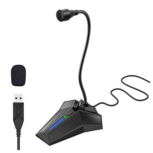 USB Cardioid Microphone,CMTECK G008 Plug &Play Desktop Condenser PC/Laptop Mic,Mute Button with LED Indicator, Compatible with Windows/Mac, Ideal for YouTube,Skype,Recording,Games