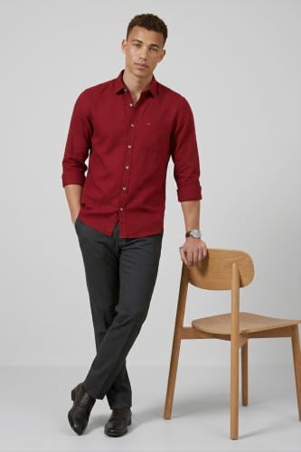 Image of Peter England Men's Solid Slim Fit Full Sleeve Casual Shirt| 100% Cotton