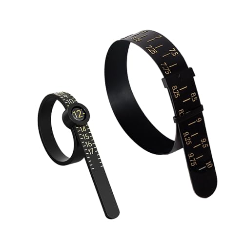 FWXFW 2 Pieces of Black Ring and Bracelet Sizing Tools, which are Adjustable,in US Sizes and Used for Finger and Wrist Measurement - Jewelry Measuring Instruments