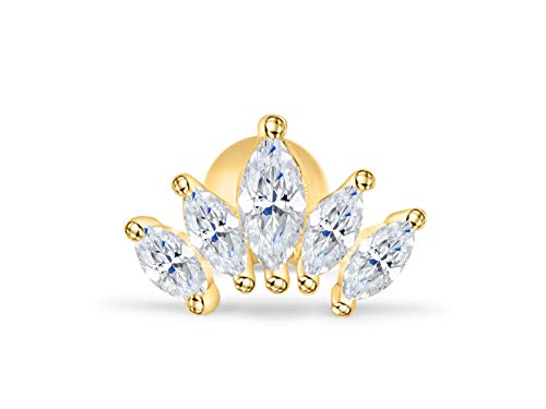 Ondaisy 14K Gold Plated Simulated Diamond Cz Heart Queen Bridal Mermaid Princess Crown Tiara Ear Studs Post Ball Earring Piercing For Women #TOP1