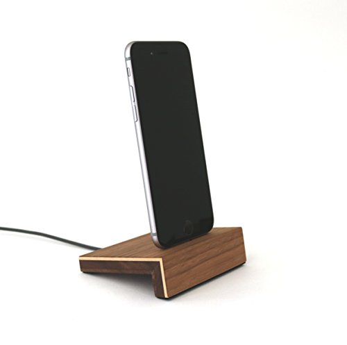 STREIFHOLZ iPhone Dockingstation aus Holz, Ladestation aus Holz, Ladegerät für iPhone(iPhone Ladestation, Nussbaum)