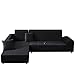 Produktbild TAOCOCO Sofa Überwürfe Sofabezug Elastische Stretch Wasserdicht Sofa Abdeckung für L-Form 2er Set mit 2 Stücke Kissenbezug (3 Sitzer+3 Sitzer, Schwarz)