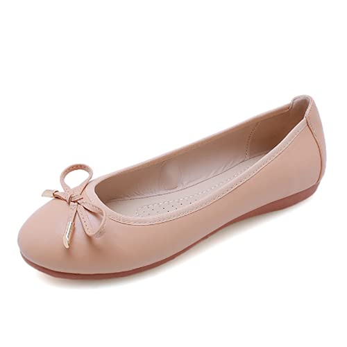 ChaiRong Zhou Women Cute Ballerina Ballets Round Toe Bow Knot Portable Flats Comfort Slip on Casual Walking Shoes