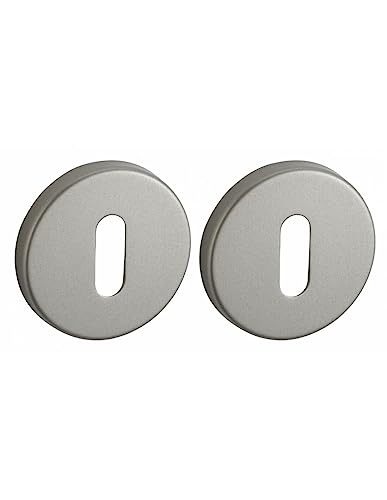 Coppia Borchie, Rosetta Tonda Boston Ø 50Mm Foro Per Chiave, Nichel Satinato - Frosio Bortolo