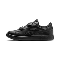 PUMA Boys' Smash V2 Leather Pre-School Sneaker, Black, US 1