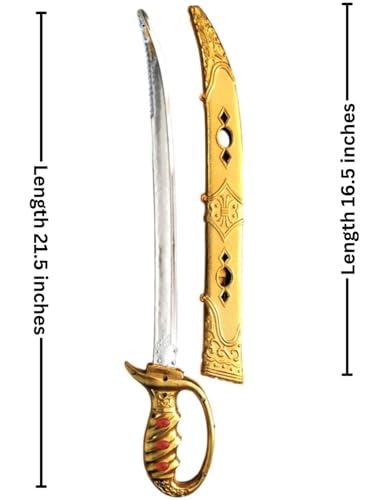 Image of BookMyCostume Royal Sword Plastic Toy Fancy Dress Costume Accessories For Kids & Adults - Silver /Golden