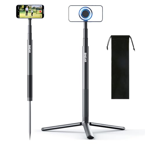 BNEAR Golf Tripod & Monopod Selfie Stick,with Magnetic Phone Mount and Ground Pointed Pile,Cellphone Holder for Recording Golf Swing,Selfie Stick for Swing Training Assist-Compatible with All Phone