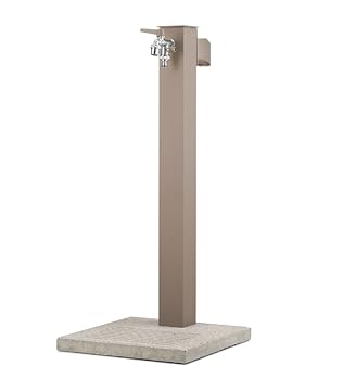 Belfer 42QRRB Fontana a Colonna con Base in Cemento Doppio Rubinetto Gancio Porta Gomma dell'Acqua Colore Tortora