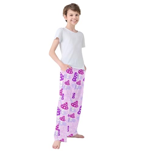 Purple Mushrooms Boys Pants for Kids Jogger Pants with Pockets S-XL 5