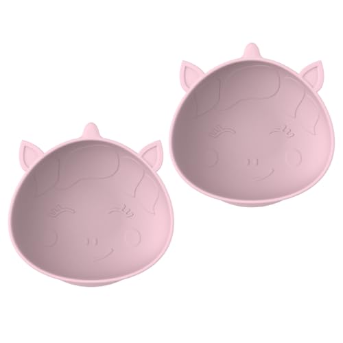 Image of melii Silicone Suction Bowls for Babies and Toddlers, Unicorn, 10.1 oz - 2 Pack, 100% Food Grade Silicone, Animal Shaped, BPA Free, Dishwasher & Microwave Safe