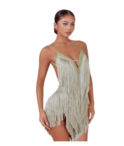 ZGXNYI Lateinisches Tanzkleid Lateinkleid mit Fransen, Wettbewerbs-Salsakleid, Cha-Cha-Kleid, Lateinkleid, Weinrot, Schwarz Lateinisches...