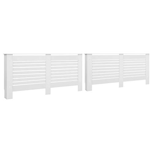 Festnight Cubiertas para Radiador 2 Unidades Cubreradiadores Modernos Cubierta de Radiador de Madera MDF Blanco 172 x 19 x 81,5 cm