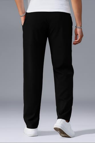 Image of Paralians Men's Polyester Straight Fit Track Pants with Flexi Waistband, Stretchable Mid-Rise Joggers for Sports, Gym & Casual Wear Pants Men
