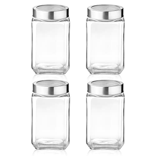 Image of Treo By Milton Cube Storage Glass Jar, Set of 4, 1800 ml Each, Transparent| BPA Free | Storage Jar | Kitchen Organizer | Modular | Multipurpose Jar | Cookies Jar
