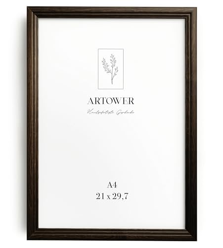 Artower® Bilderrahmen Vintage Braun Holz Rahmen für DIN A4 21 x 29,7 cm |...