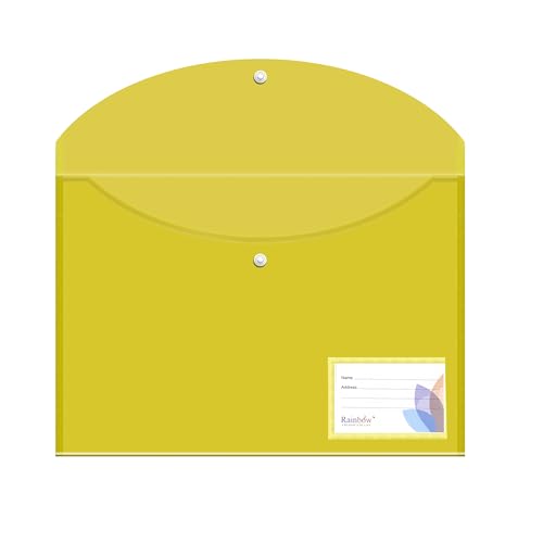 Image of Shuban Document File Folders with Snap Button Closure, Waterproof Plastic Envelope Pouches for Letter /A4 Size Paper, Assorted Transparent Colors (Style-4-Plain Transparent Folder-12Pcs-Mix Color)